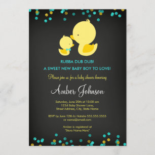 Invitación Baby Shower a Chalkboard Rubber Duck