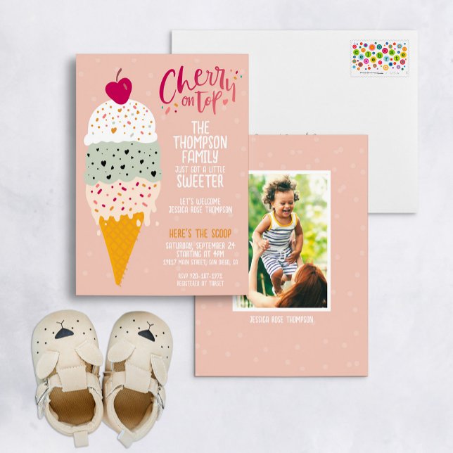 Invitación Baby Shower a Cherry on Top Ice Cream (Subido por el creador)