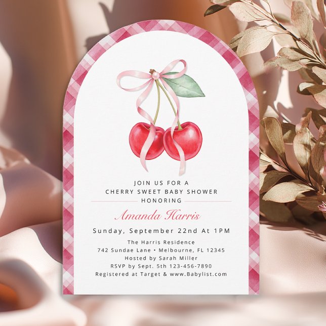 Invitación Baby Shower a Cherry Sweet Arch (Cherry Baby Shower Invitation)