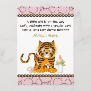 Invitación Baby Shower a Chicas de tigres rosados