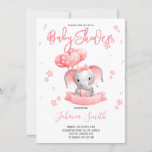 Invitación Baby Shower a color de agua de elefante