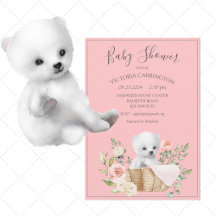 Invitación Baby Shower a color de agua de oso pola