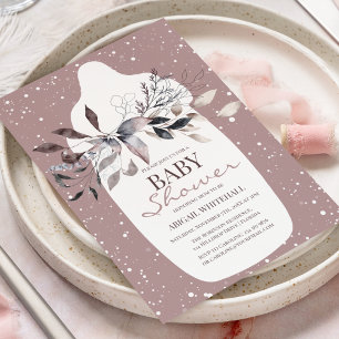 Invitación Baby Shower a color de agua rosada en i