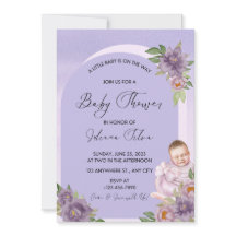 Invitación Baby Shower a color morado