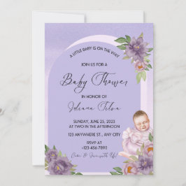 Invitación Baby Shower a color morado