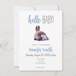Invitación Baby Shower a conejo y conejo