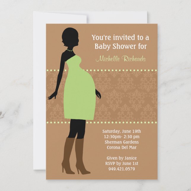 Invitación Baby Shower a Damasco moderno (Anverso)
