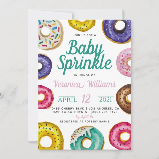 Invitación Baby Shower a donut Baby Sprinkle (Anverso)