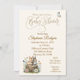 Invitación Baby Shower a dos Bunnies y Mariposas