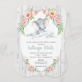 Invitación Baby Shower a elefante floral Neutral