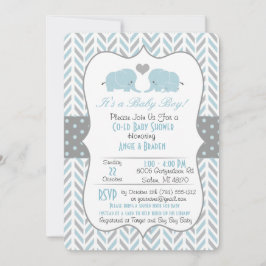 Invitación Baby Shower a Elefante Gris Azul
