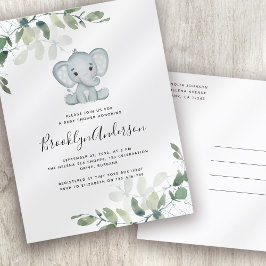 Invitación Baby Shower a Elephant Eucalyptus
