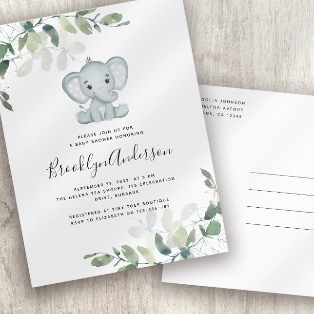 Invitación Baby Shower a Elephant Eucalyptus (Subido por el creador)