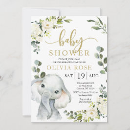 Invitación Baby Shower a Elephant Greenery