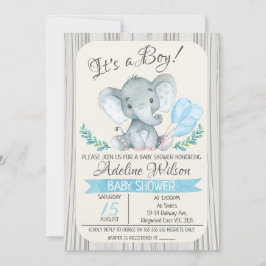 Invitación Baby Shower a Elephant Watercolor