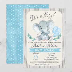 Invitación Baby Shower a Elephant Watercolor