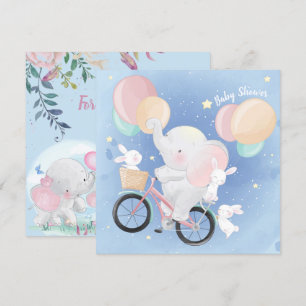 Invitación Baby Shower A Elephant Y Bunnies
