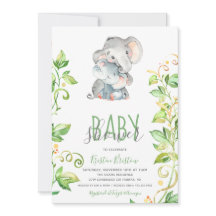 Invitación Baby Shower a Elephant Zoo Animal Unise
