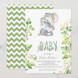 Invitación Baby Shower a Elephant Zoo Animal Unise