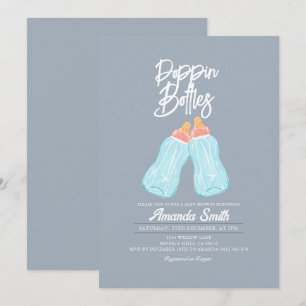 Invitación Baby Shower a frascos de pin gris azul