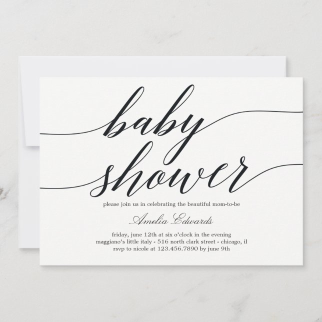 Invitación Baby Shower a guión moderno (Anverso)