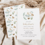 Invitación Baby Shower a Juguetes Vintage Neutrale<br><div class="desc">Celebre los futuros padres con esta bonita colección de duchas para bebés neutras en cuanto al género,  que incluye un ilustracion acuarela de la primera ropa del bebé y juguetes añejos rodeados de hojas de eucalipto y un patrón similar en la parte trasera.</div>