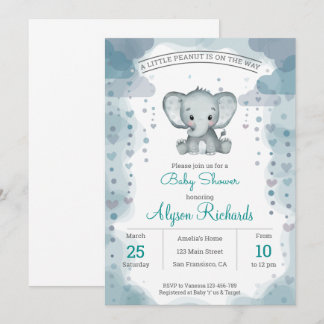 Invitación Baby Shower a la acuarela de Elefante G