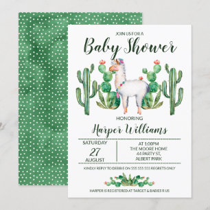 Invitación Baby Shower a la acuarela de Fiesta Lla
