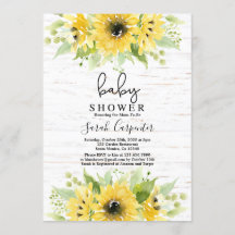 Invitación Baby Shower a la acuarela de girasol