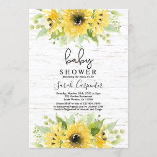 Invitación Baby Shower a la acuarela de girasol