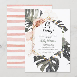 Invitación Baby Shower a la acuarela de Monstera