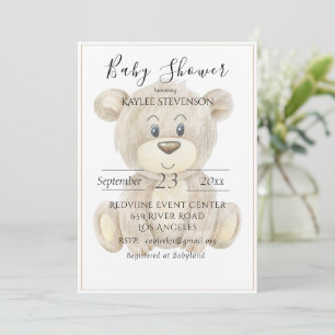 Invitación Baby Shower a la acuarela de Teddy Bear