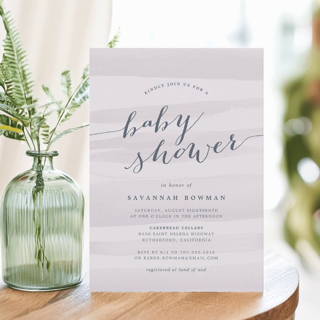 Invitación Baby Shower a la acuarela gris de Lilac (Subido por el creador)