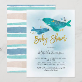 Invitación Baby Shower a la ballena azul de la mar