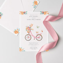 Invitación Baby Shower a la bicicleta vinícola ros