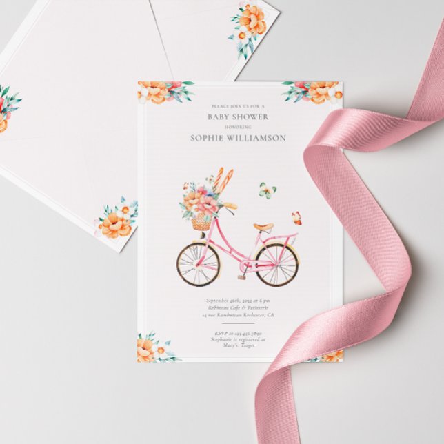 Invitación Baby Shower a la bicicleta vinícola ros (Subido por el creador)