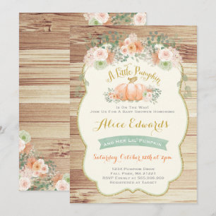 Invitación Baby Shower a la calabaza neutra de gén