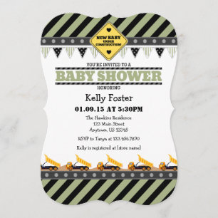 Invitación Baby Shower a la construcción de aceitu