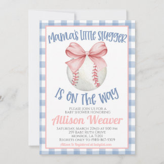 Invitación Baby Shower a la Coqueta de Béisbol