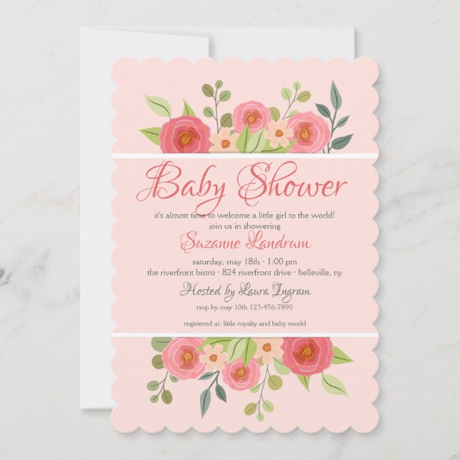 Invitación Baby Shower a la fantasía floral (Anverso)