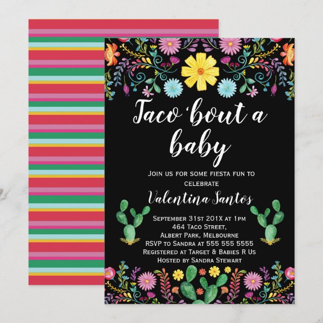Invitación Baby Shower a la Fiesta Mexicana (Anverso / Reverso)