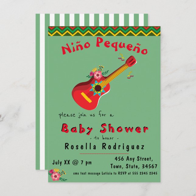 Invitación Baby Shower a la Fiesta Mexicana (Anverso / Reverso)