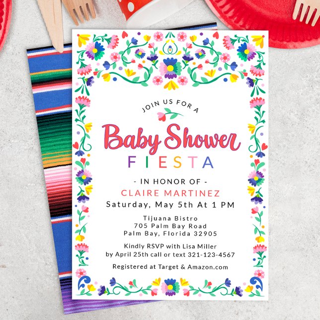 Invitación Baby Shower a la Fiesta Mexicana - Colo (Baby Shower Fiesta Invitation)