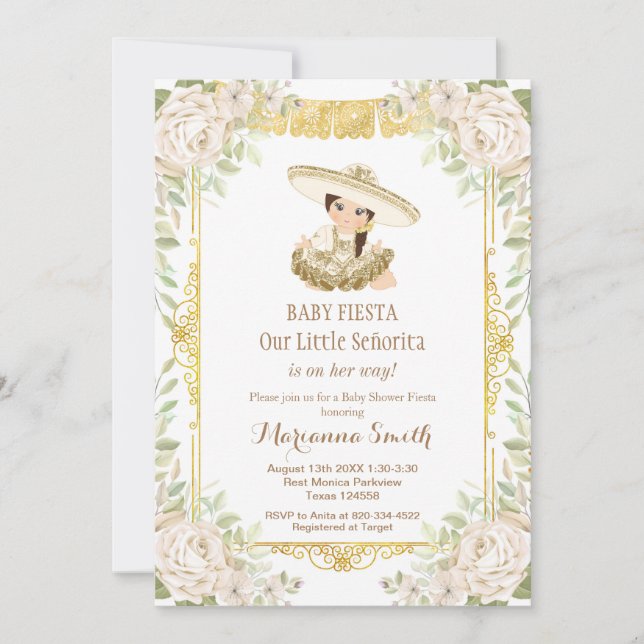 Invitación Baby Shower a la Fiesta Mexicana de Ros (Anverso)