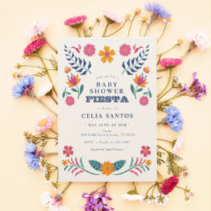 Invitación Baby Shower a la Fiesta Mexicana Rosa-A