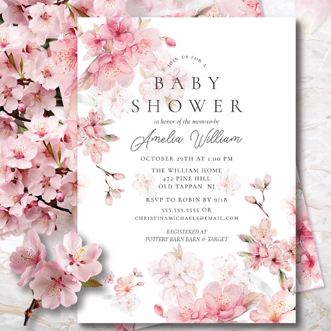 Invitación Baby Shower a la floración del cerezo (Subido por el creador)