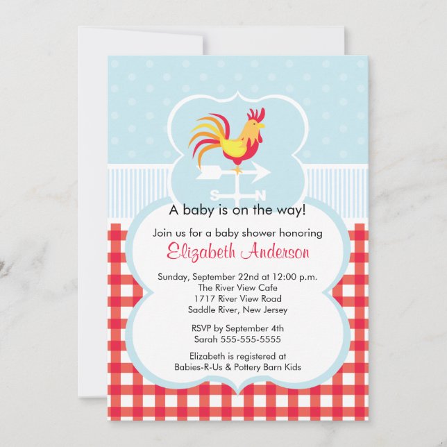 Invitación Baby Shower a la galeria Barnyard (Anverso)