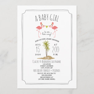 Invitación Baby Shower a la isla Flamingo