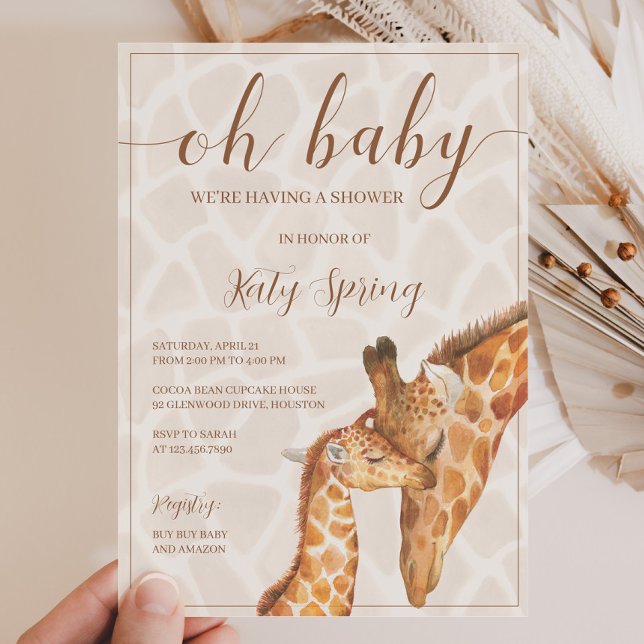 Invitación Baby Shower a la jirafa neutral de géne (Subido por el creador)