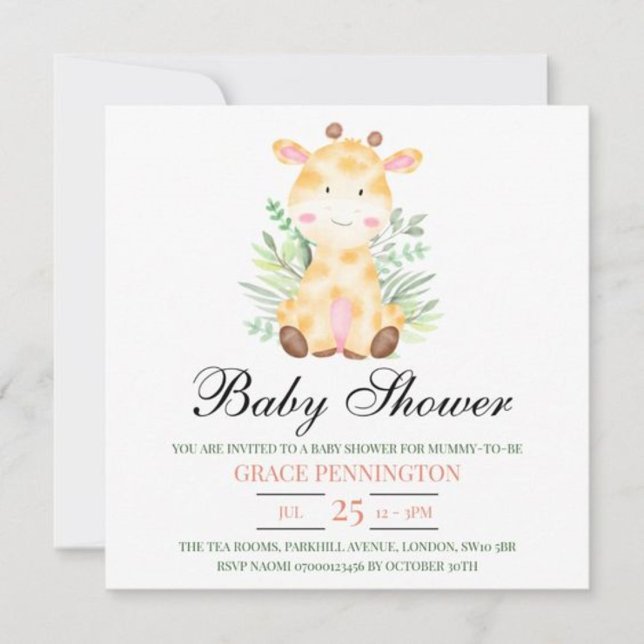 Invitación Baby Shower a la jungla de jirafa (Subido por el creador)
